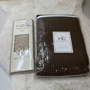 Hotel Collection Chocolate Waffle Shower Curtain NWT